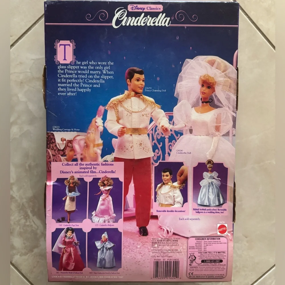 NIB 1991 Disney Classics Cinderella Doll Reversible Ballgown Wedding Dress